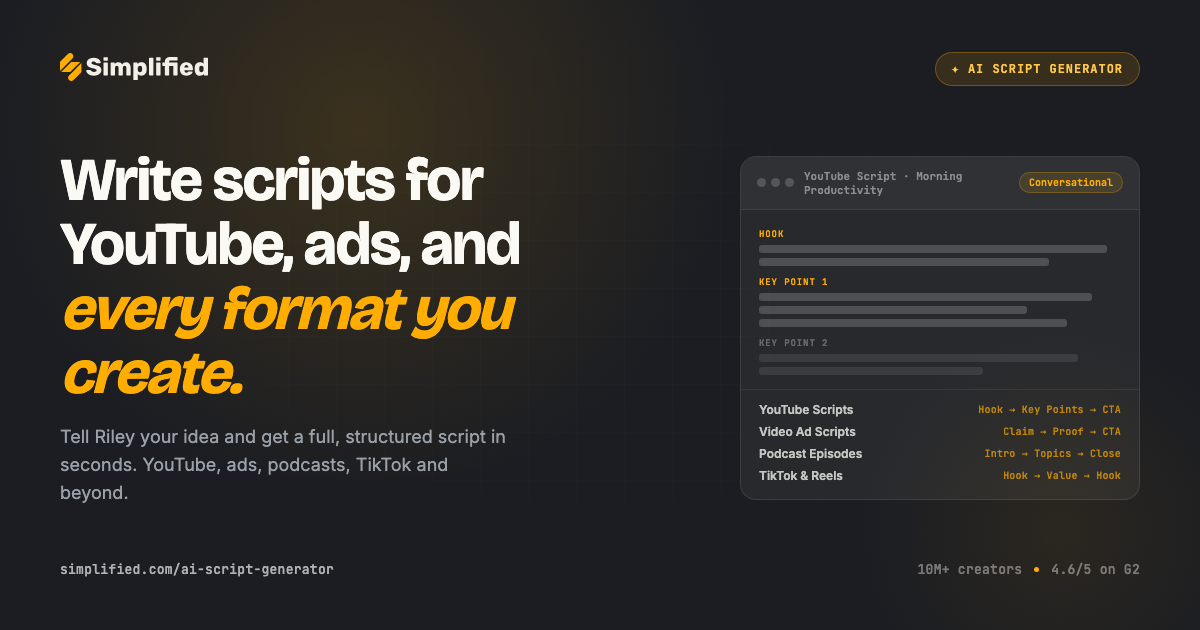 AI Script Generator - Write Video & Podcast Scripts Fast | Simplified